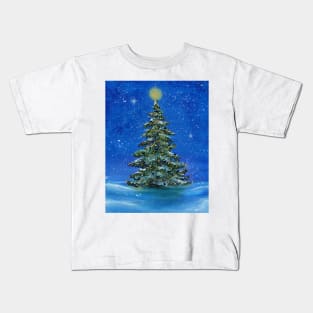 "Silent Night Christmas Tree" copyright Renee L. Lavoie Kids T-Shirt
